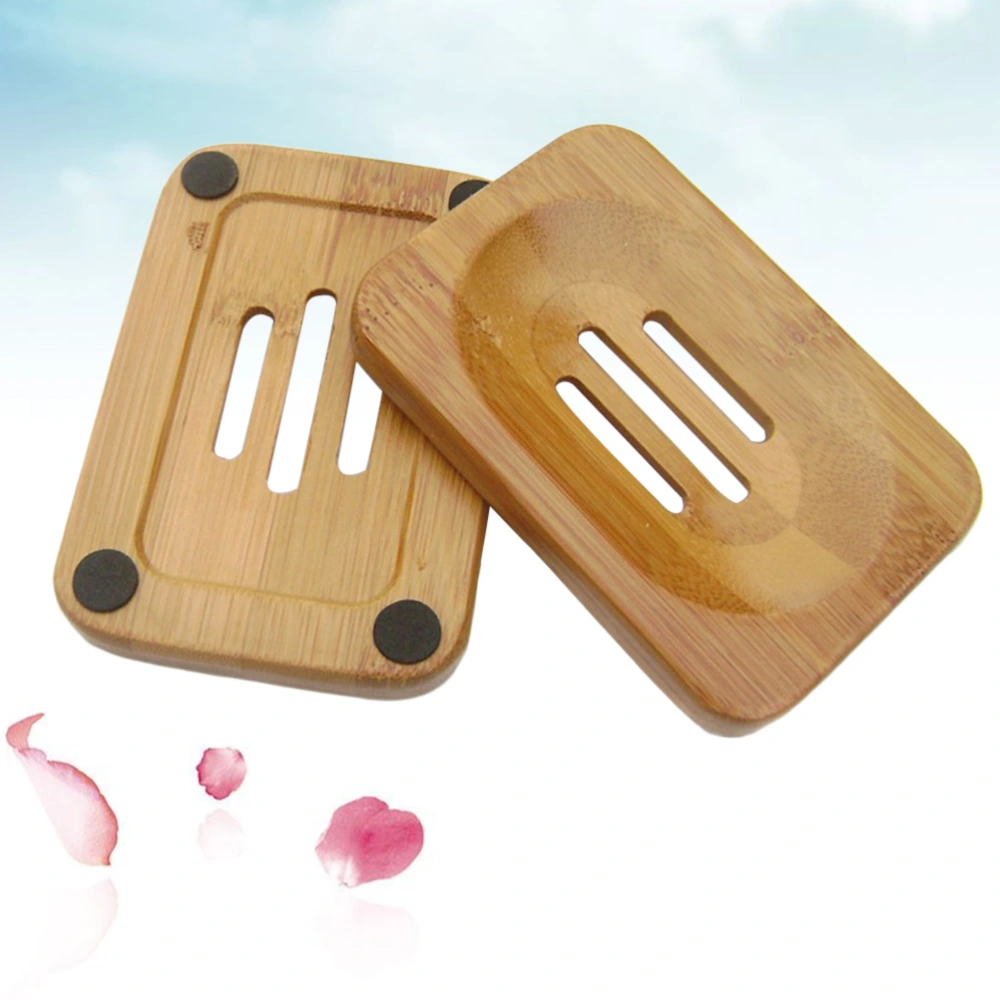 Bamboo Soap Dish Tray with Drain Soap Saver Holder for Shower Bathroom Kitchen