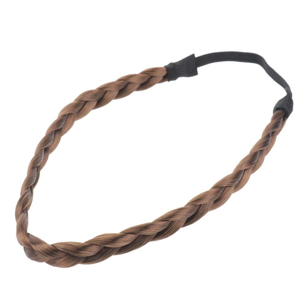 Fashion Elastic Stretch Hair Braided Headband Classic Wide Braids Synthetic Hair Band Hair Piece Women Beauty Accessory (Coffee)