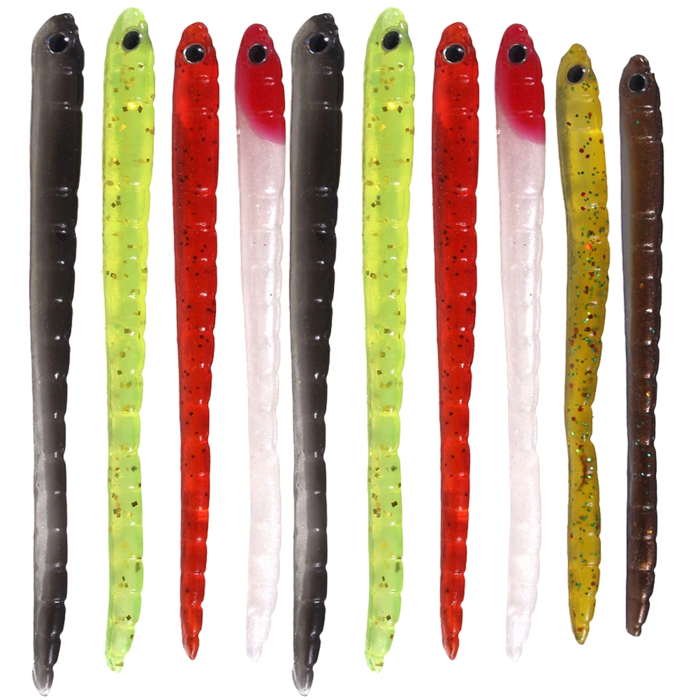 1 Bag of 10pcs Fishing Lures Lifelike Earthworm Fishing Baits Simulation Worms Lures