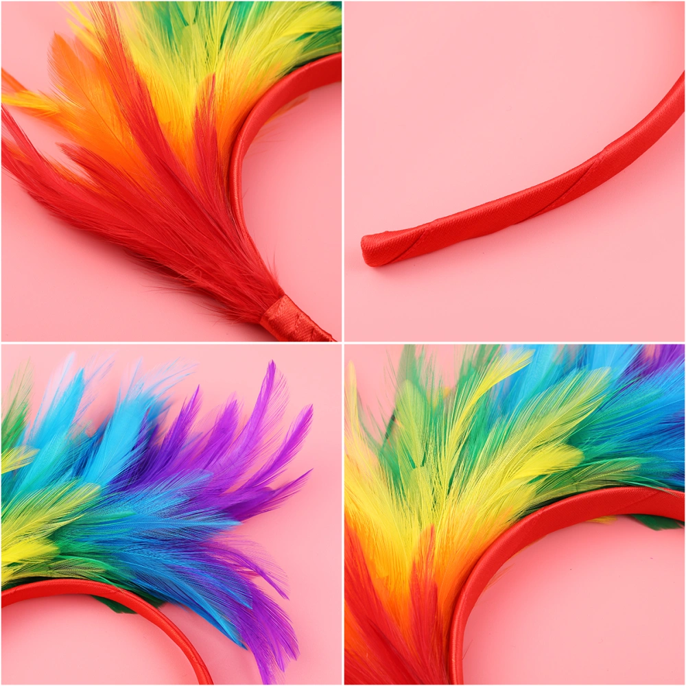 Lurrose Feather Fascinator Headband Women Headpiece Wedding Headwear Party Headdress (Colorful)