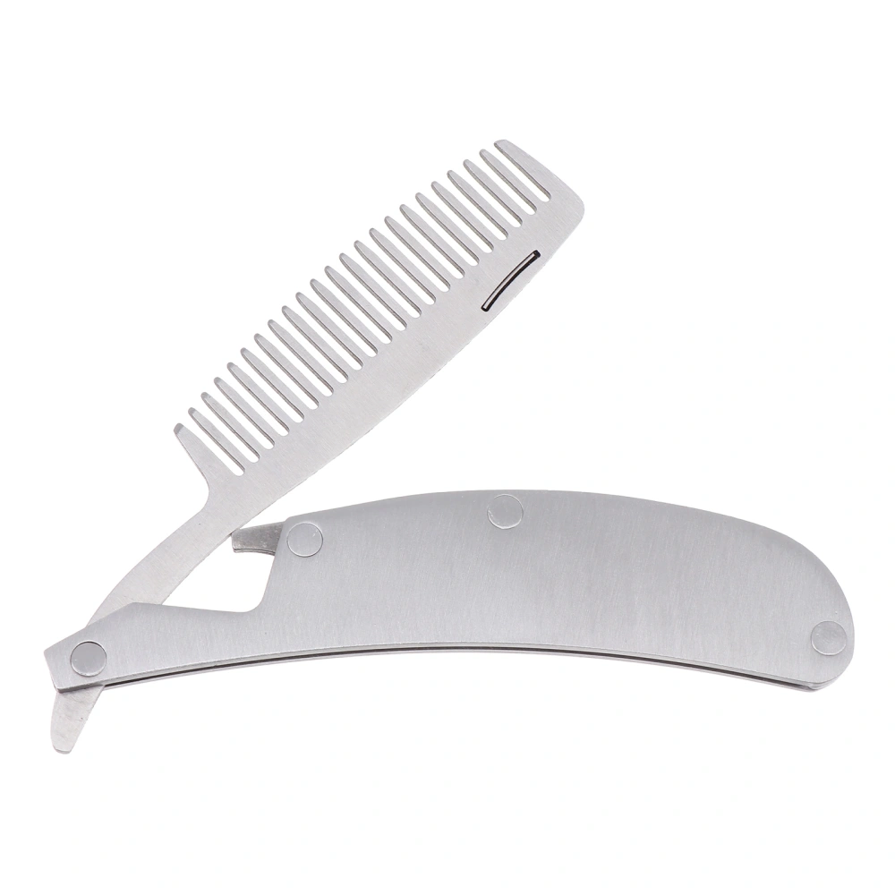 1pc Stainless Steel Folding Comb Beard Comb Hairstyling Tool Mini Portable Comb