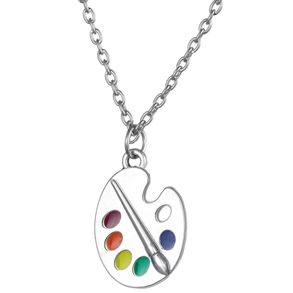 Art Student Necklace Painting Pendant Creative Art Necklace Alloy Jewelry Ornaments Birthday Gift