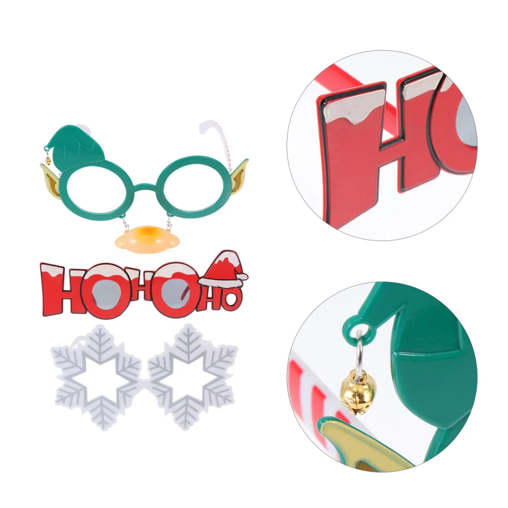 3Pcs Christmas Party Glasses Decorative Eyeglasses Photo Props (Assorted Color)