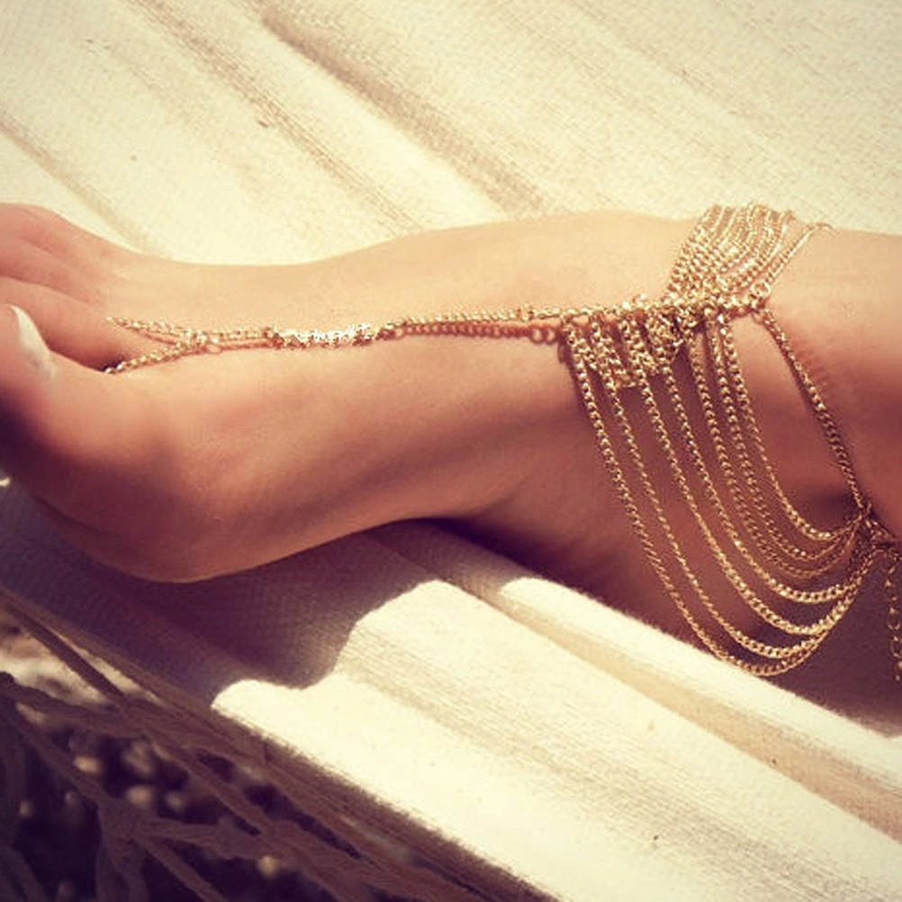 6pcs Women's Girls Tassel Style Beach Barefoot Sandal Foot Jewelry Anklet Chain