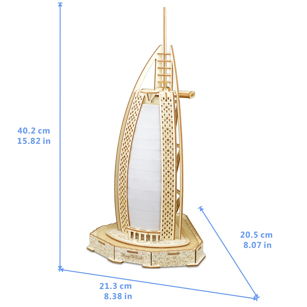 3D Wooden Burj Al Arab Hotel Puzzle Educational Board Toy DIY Funny Jigsaw for Kids Children