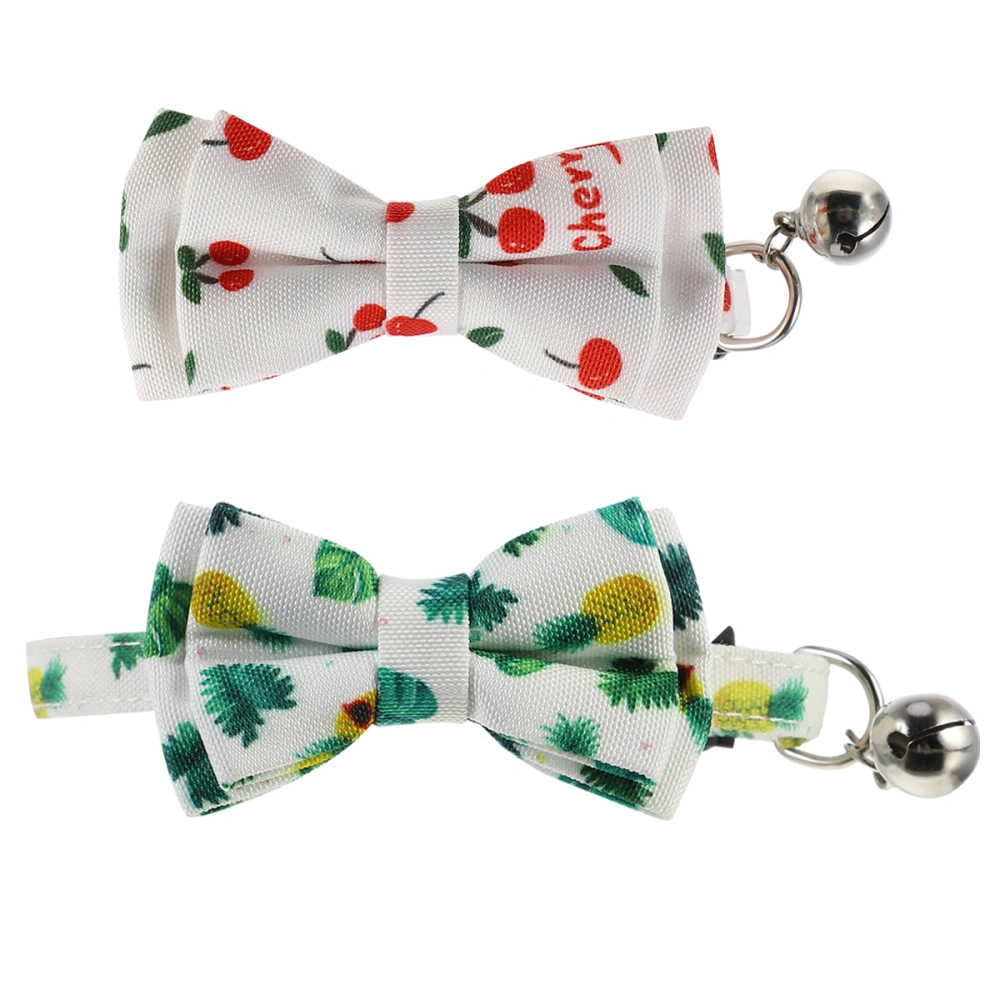 2pcs Cat Collar Dog Collar Fruit Pattern Pet Neck Chain Pet Bow Tie Pet Supplies