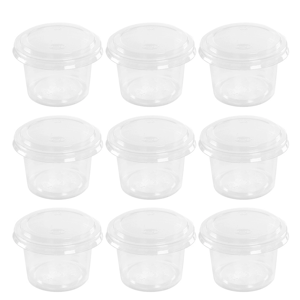 200pcs Disposable Sauce Cups Small Sauce Container Plastic Jelly Cups Pudding Mousse Cup with Lid for Home Shop