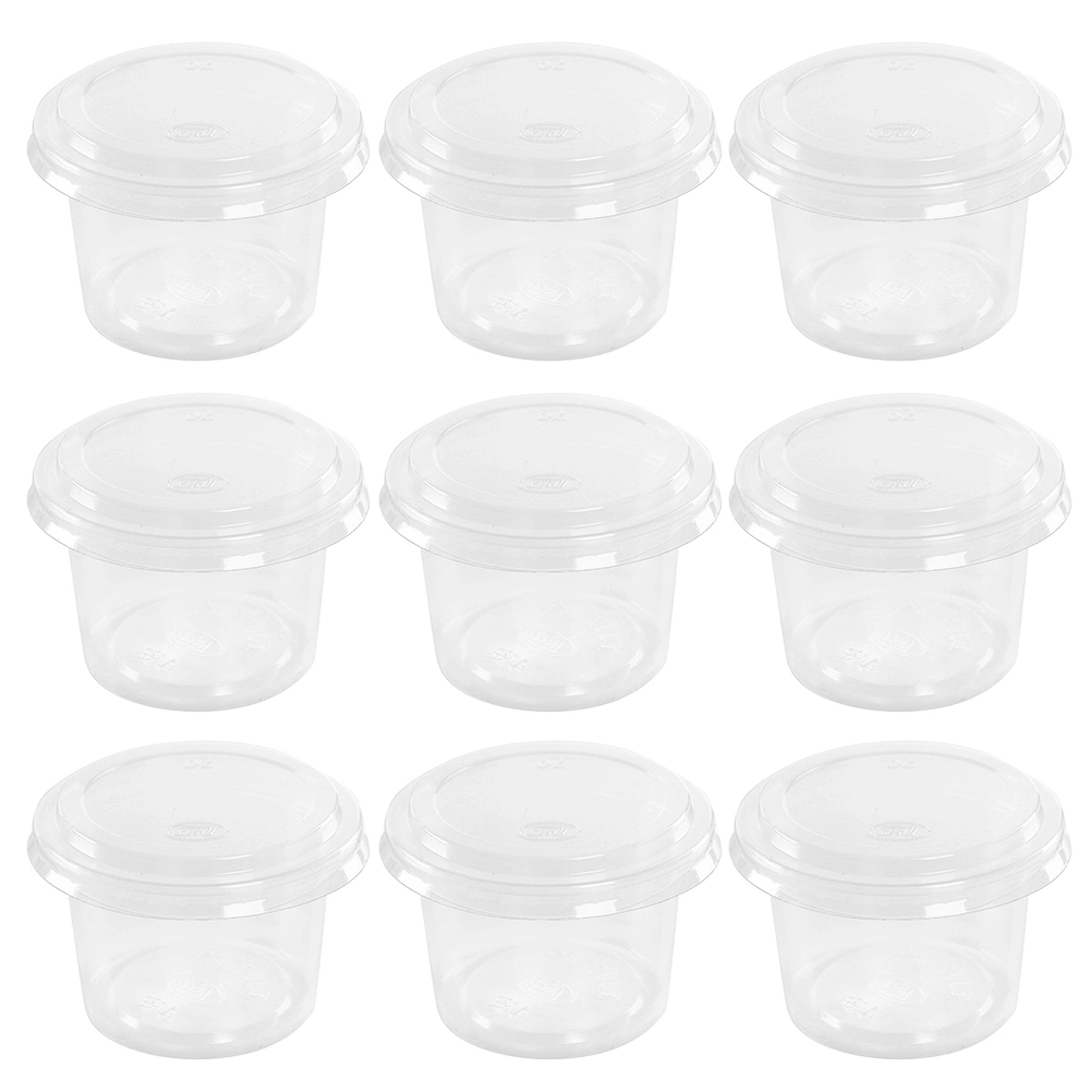 200pcs Disposable Sauce Cups Small Sauce Container Plastic Jelly Cups Pudding Mousse Cup with Lid for Home Shop