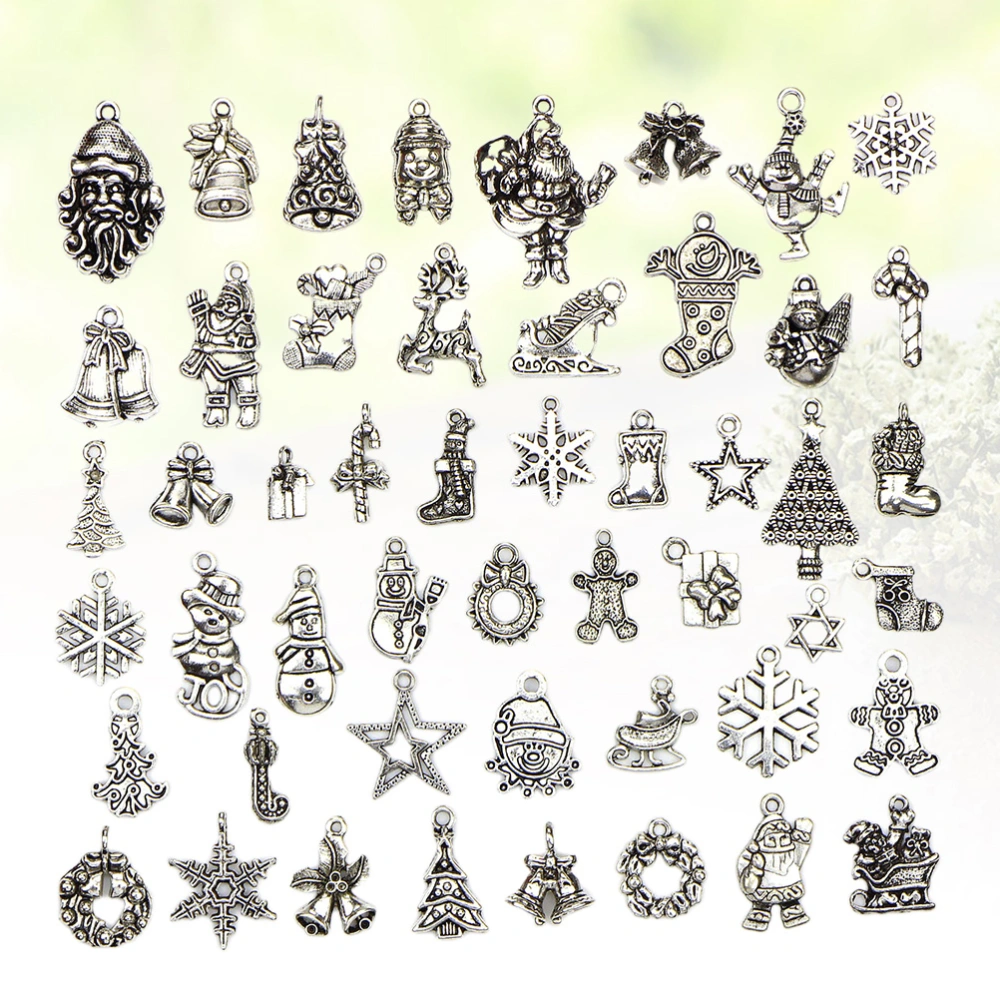 50Pcs DIY Jewelry Pendants Christmas Style Hanging Decors Retro Necklace Ornaments for Women Men