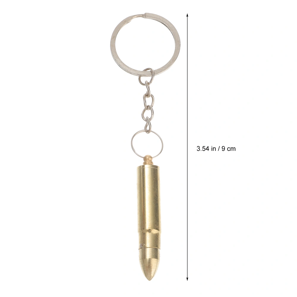 Solid Pure Copper Bullets Keyring Copper Keychain Cool Car Keyring Purse Bag Decoration Creative Gift (Golden)