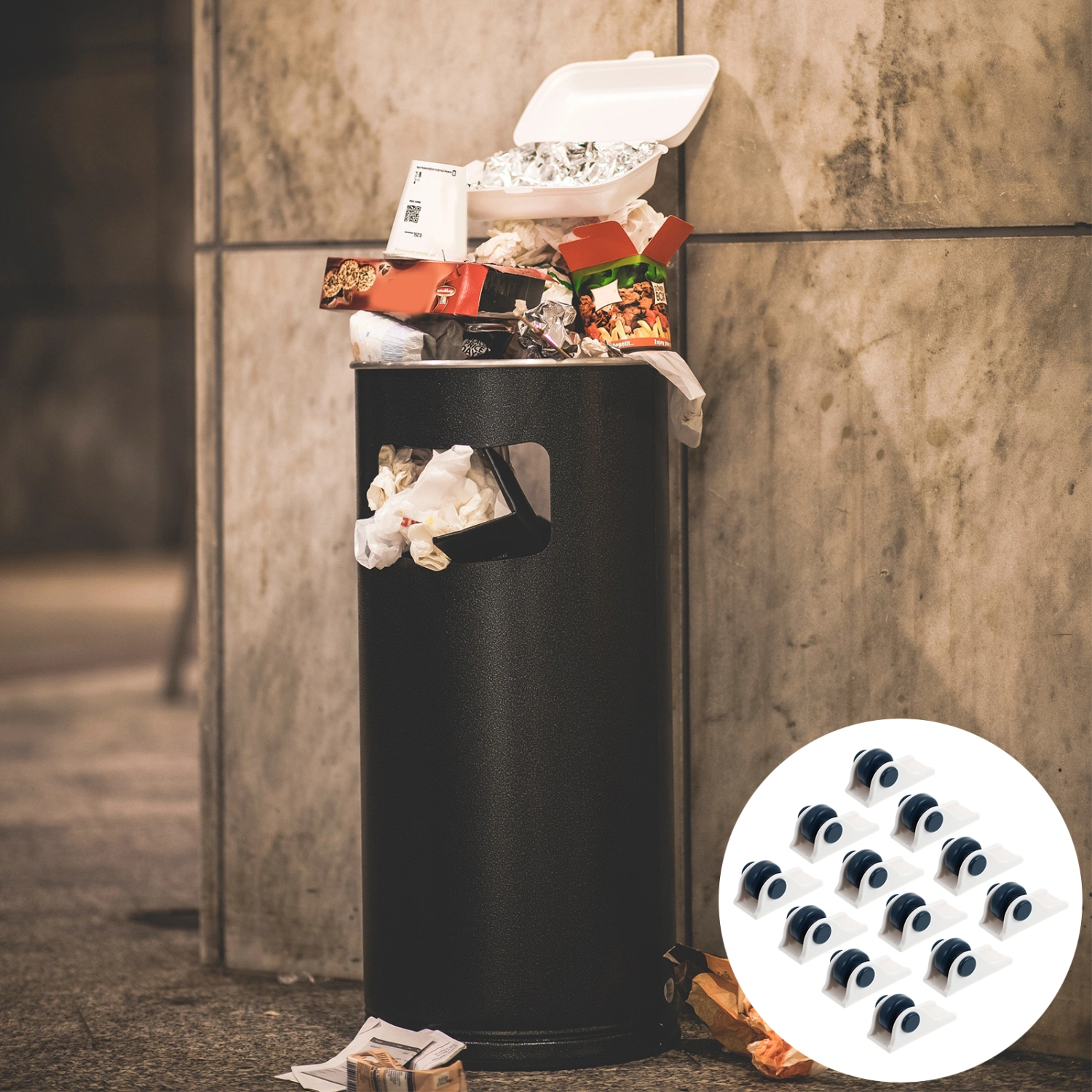12pcs Practical Storage Box Pulley Self-adhesive Wheels Pulley Trash Can Casters