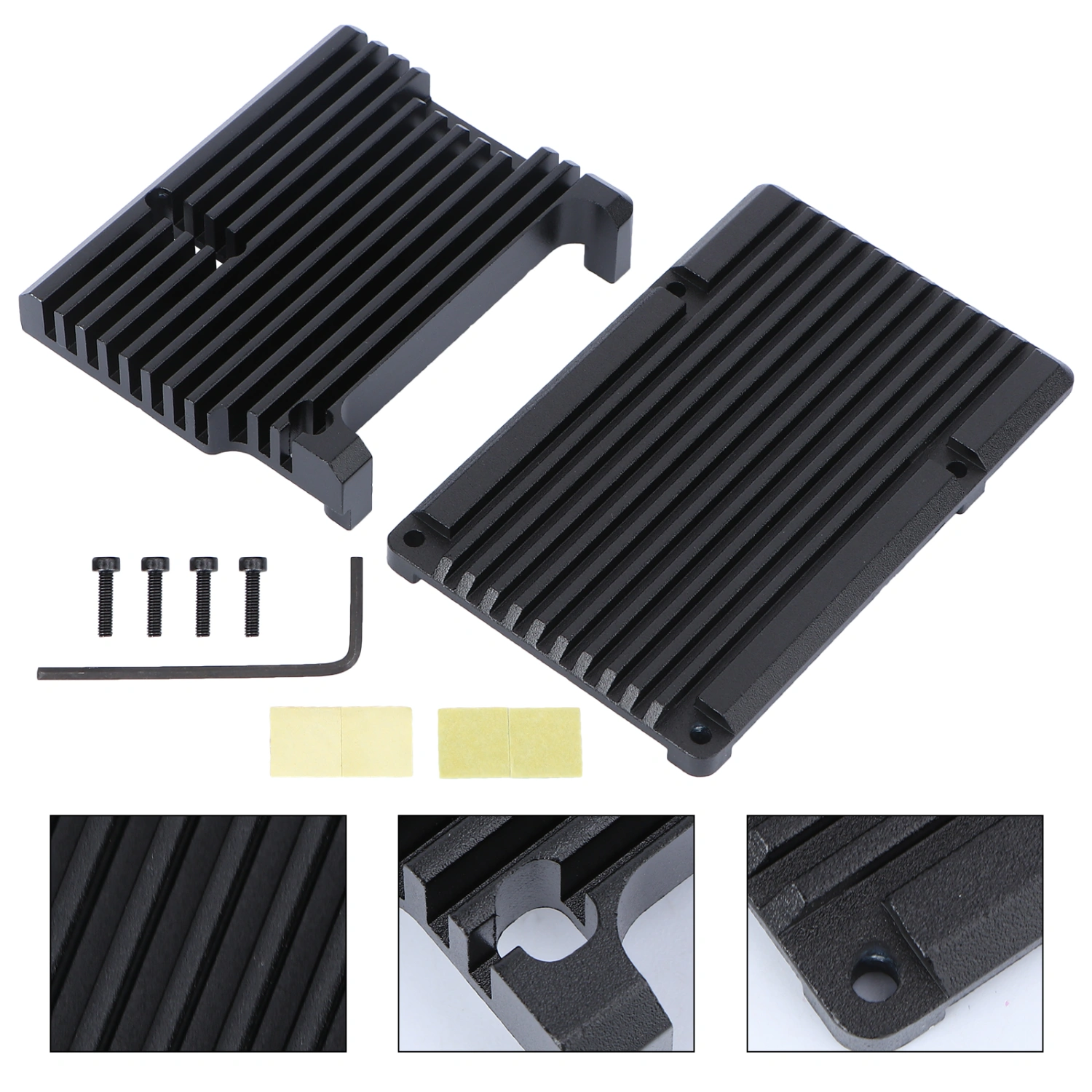 1PC Metal 4-generation Shell Box Compatible for Raspberry Pi 4b (Black No Fan)