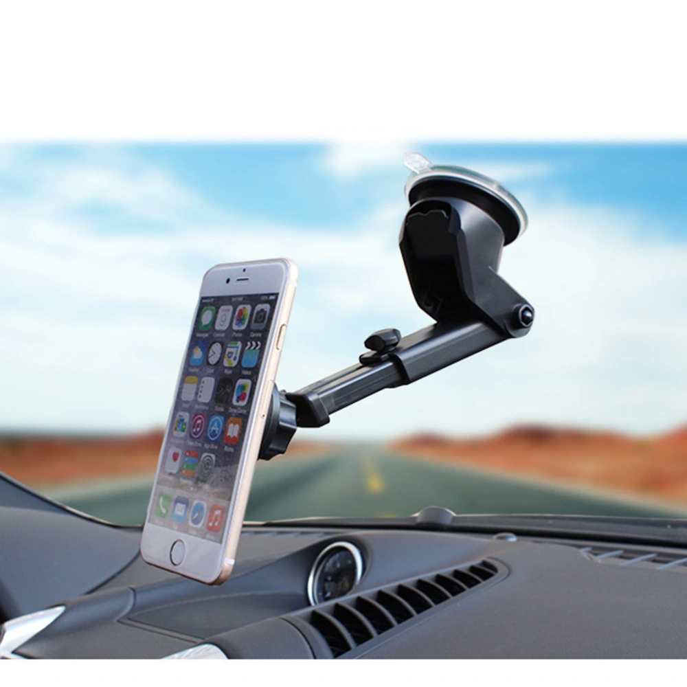 Windshield Mount Car Phone Holder Suction Cup Magnetic Extendable 360 Degree Rotatable Dashboard Car Phone Bracket (Black)