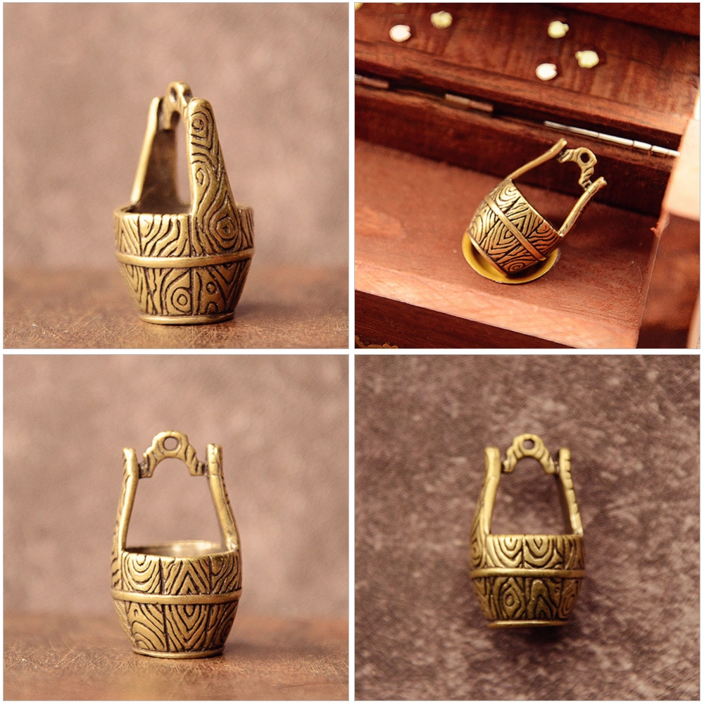 2Pcs Antique Copper Bucket Pendant Keychain Pendant Small Craft Adornment