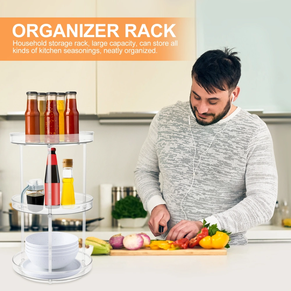 1Pc Rotatable Storage Rack Multifunction Kitchen Sundries Rack (Triple-layer)