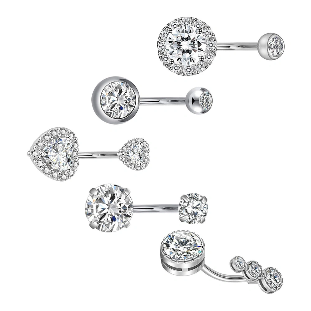 1 Set Rhinestone Belly Rings Navel Rings Belly Button Jewelry for Women