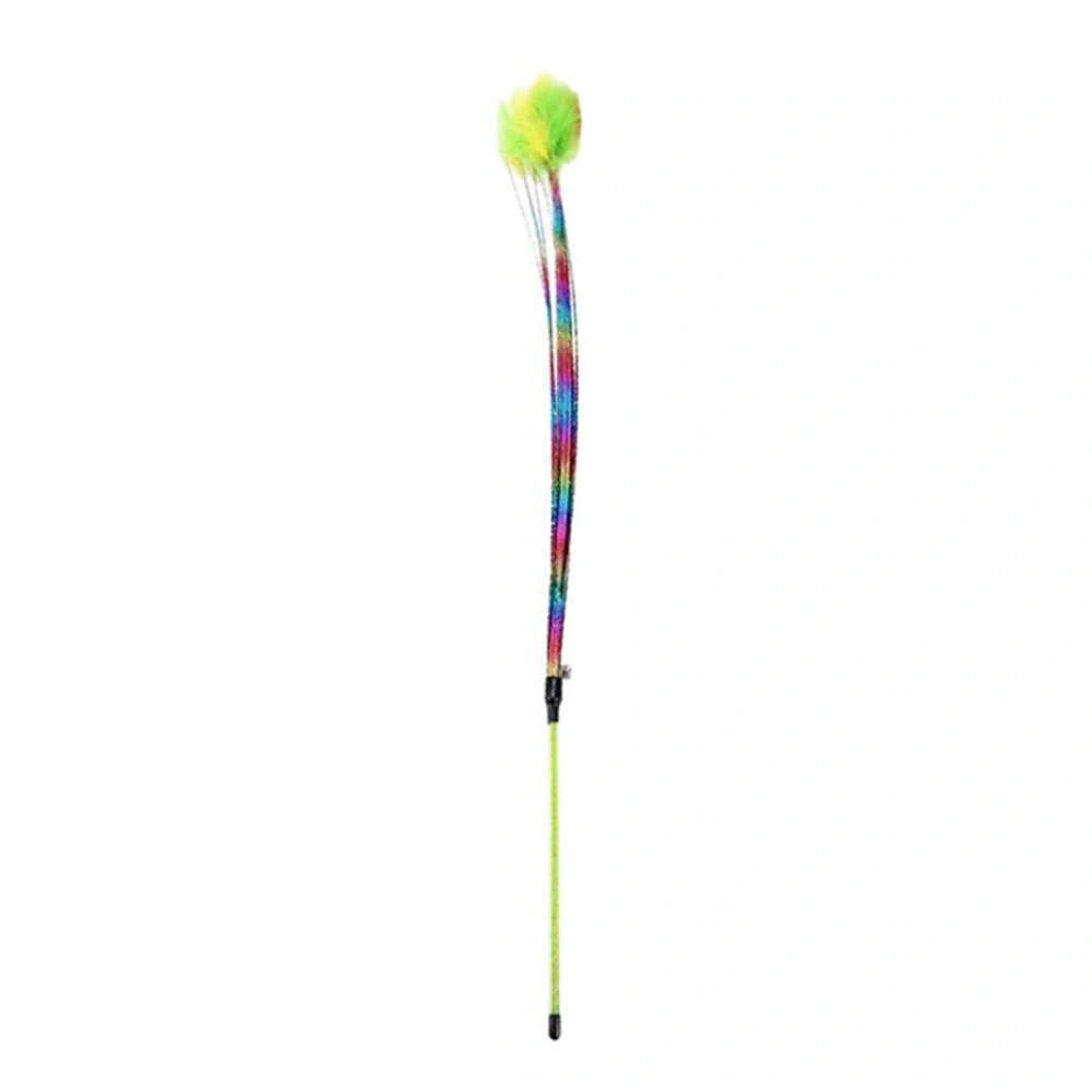 Teaser Feather Toys Kitten Funny Colorful Rainbow Rod Cat Wand Toys Plastic Pet Cat Toys Interactive Stick Pet Cat Supplies(Random Colors)