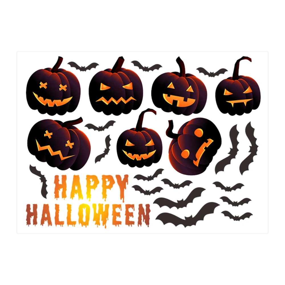 1Pc Halloween Theme Self-adhesive Wall Sticker Pumpkin Bat DIY Decals Scene Prop