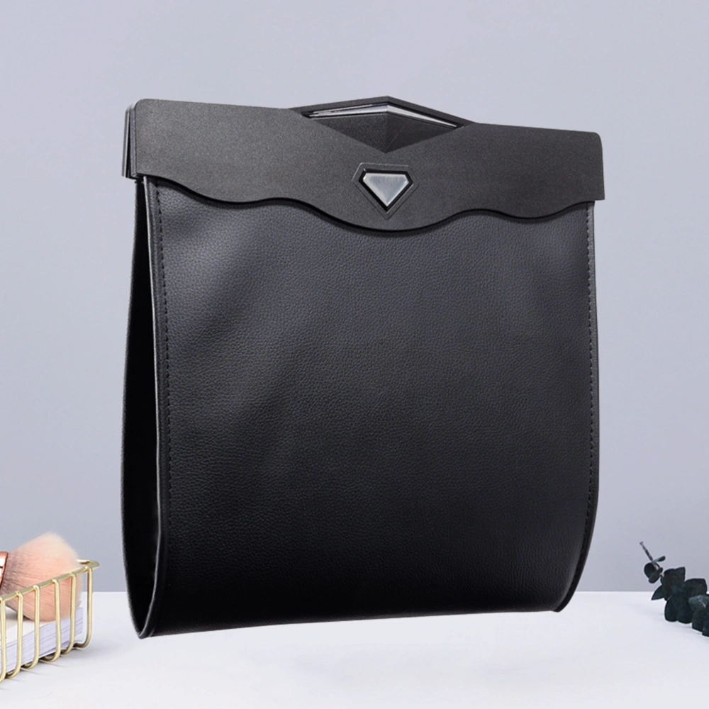 1Pc Car Waste Container Rear Seat Trash Can Multifunctional Storage Bag Hanging Storage Box with LED Light（Black）