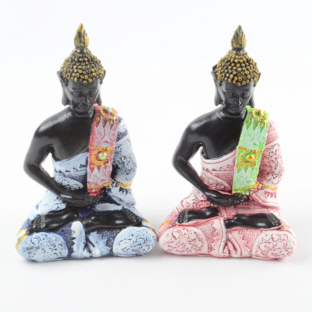 Sitting Buddha Figure Creative Resin Buddhism Statues Buddha Collectible Figurine Shelf Display Home Decoration (Blue)