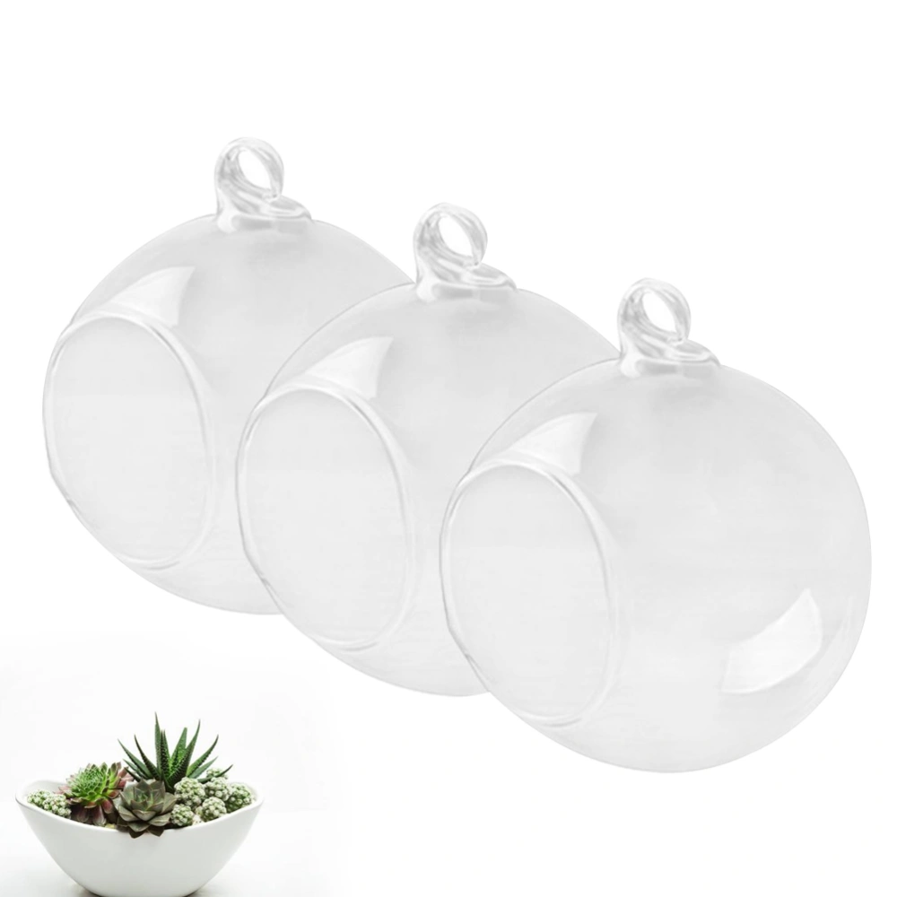 6 Pcs 100mm Clear Ball Shaped Hanging Glass Vases Flat Base Design Ball Shape Flower Plants Terrarium Vase Containers Landscape DIY Wedding Home Decor