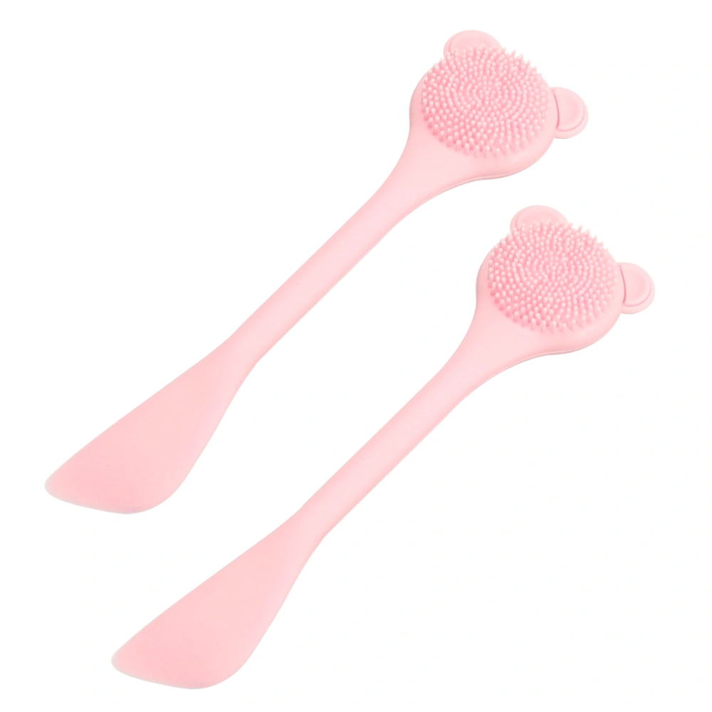 2pcs Silicone Beauty Nose Brush Long Handle Nasal Brush Portable Nose Blackhead Cleaning Brush Brush Tool for Home Dorm (Pink)