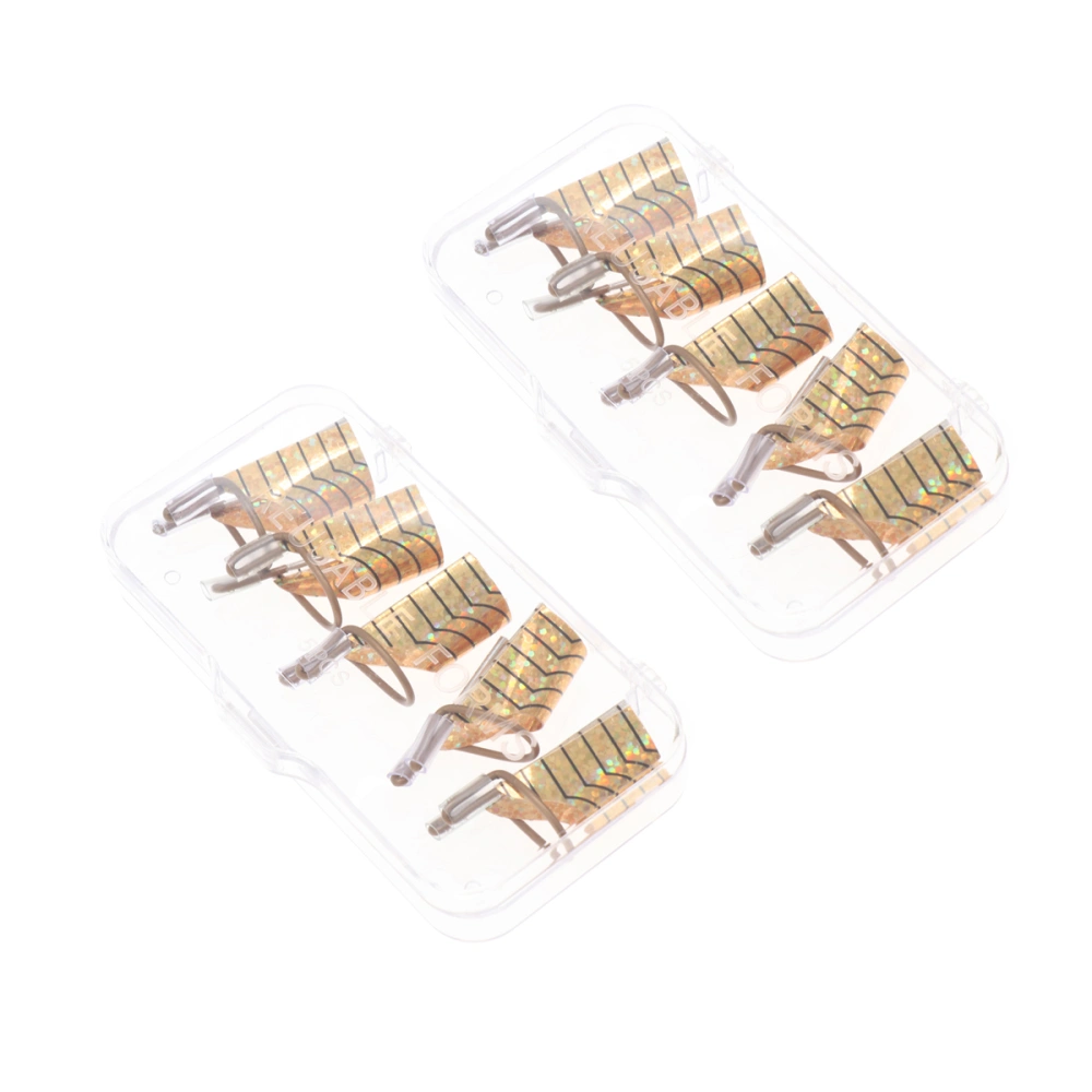 10pcs Ladies Aluminum Nail Extension Guide Reusable Nail Art Forms French Nail Mold Tips for Women Manicure (Golden)