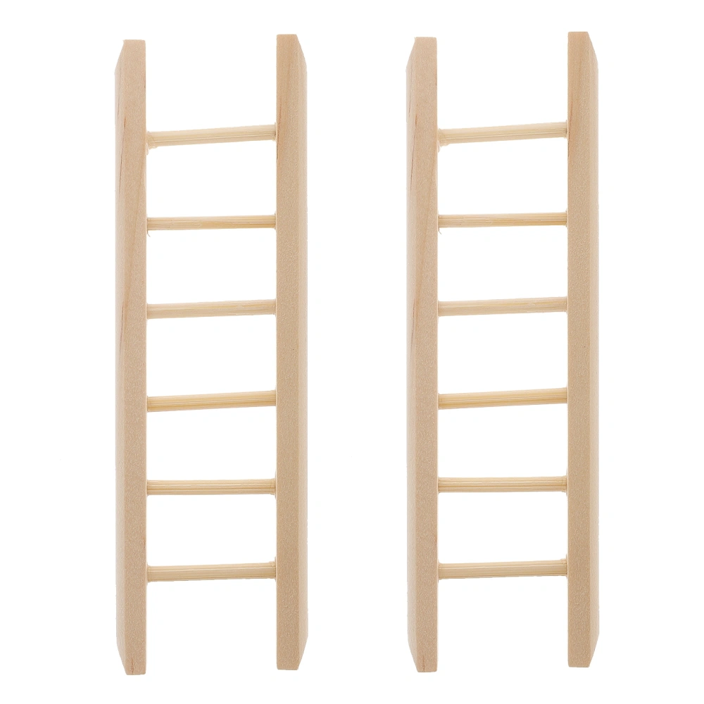 2pcs Dollhouse Mini Ladder Wooden Mini Ladder Craft Landscape Model Decoration