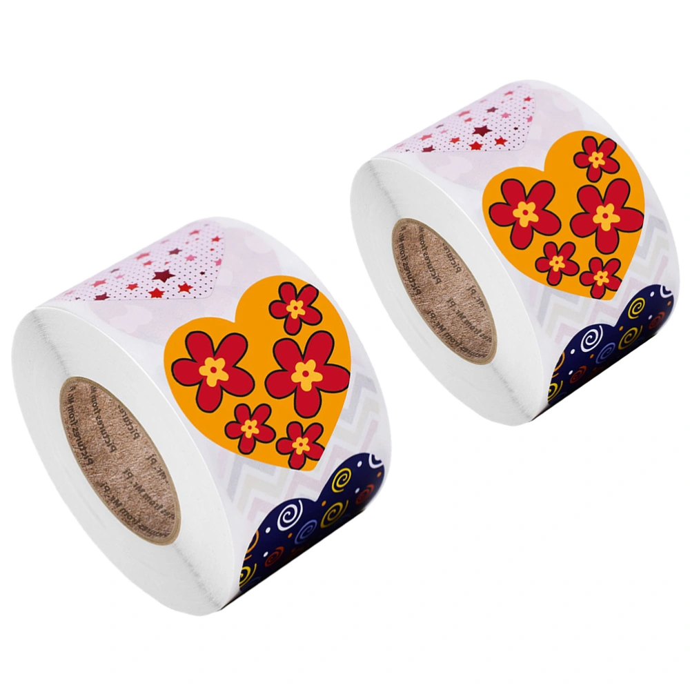 2 Rolls Valentine's Day Packing Sealing Stickers Valentine's Day Theme Labels