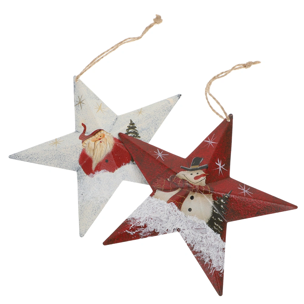 2pcs Creative Star-shaped Pendants Christmas Tree Hanging Pendants Wall Decors