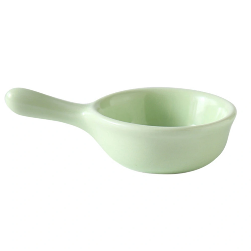 40ML Ceramic Sauce Dishes Mini Seasoning Dish Snack Plate Food Dipping Bowls Creative Appetizer Plates with Handle (Green)