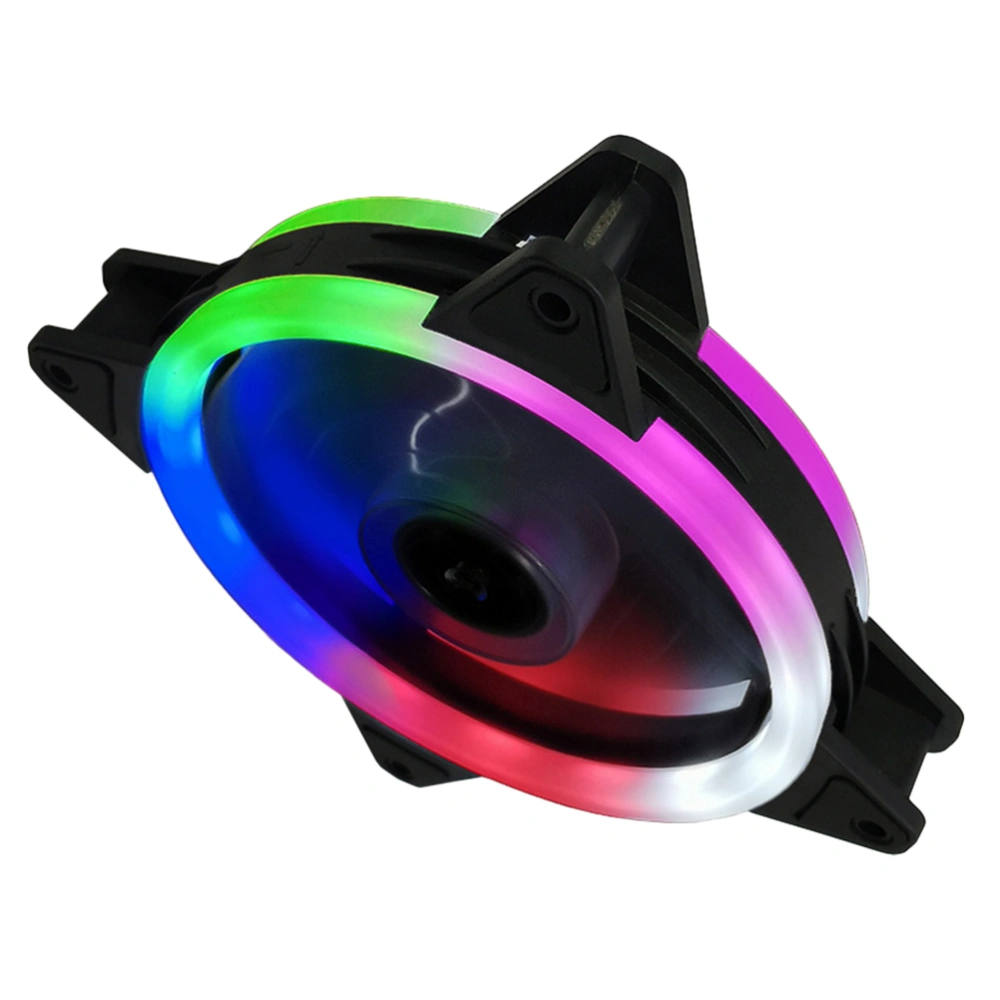 1PC 12CM Mute Computer Fan Cool LED Computer Fan Double Aperture RGB Cooling Fan Desktop Computer Main Case Fan for Home Studio Dorm (Colorful)