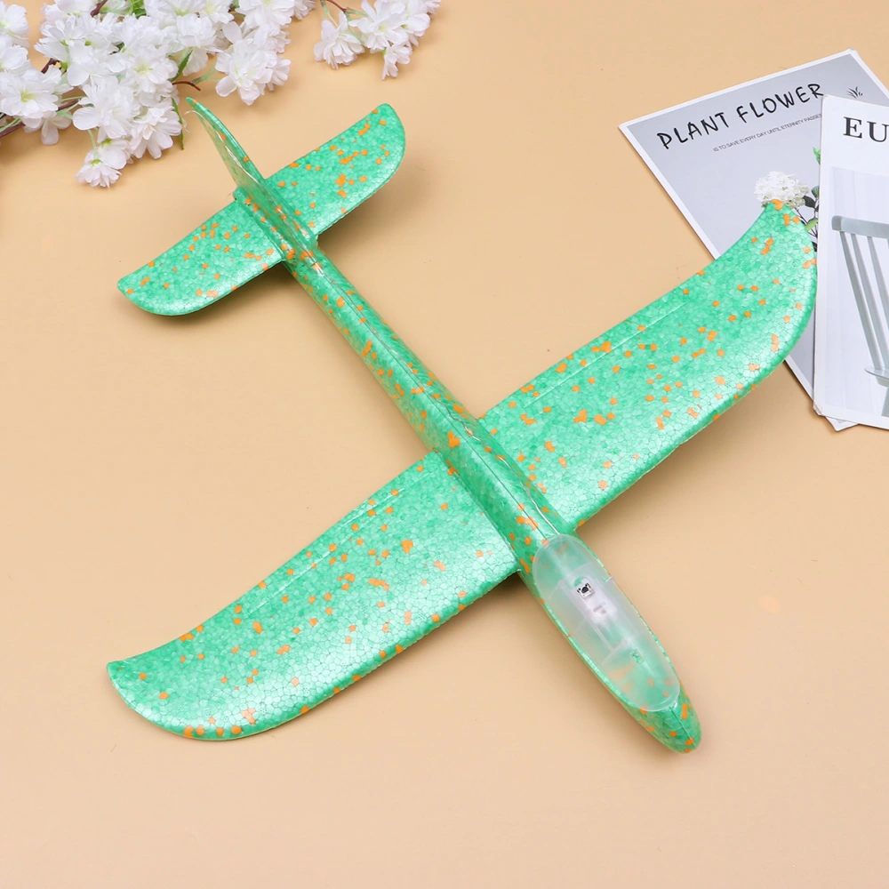 Kids Airplane Toy Hand Throw Aircraft Toys Full Body Lights EPP 48x48cm Maneuver Throwing Glider Light Airplane Model Toy Outdoor Sports Fun Planes for Kids Children (Random Color)