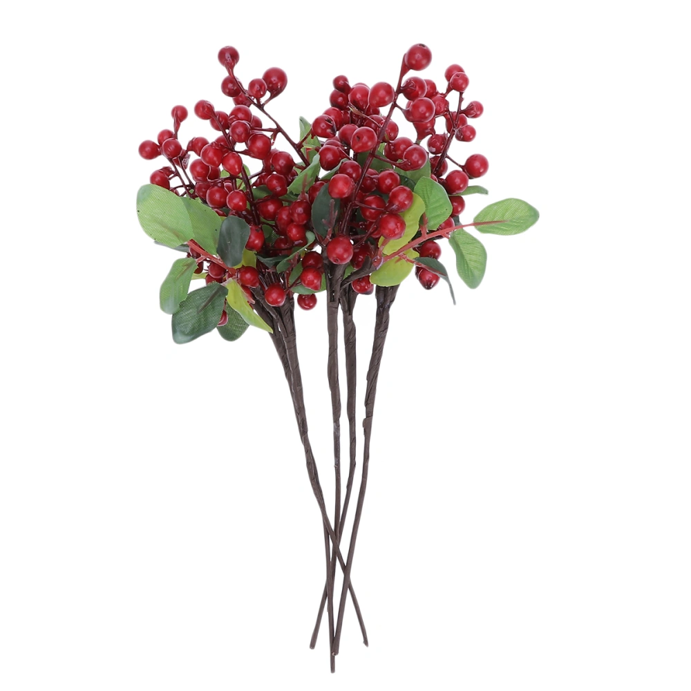 7Pcs European Simulation Berries Lifelike Blueberries Decoration Simulation Fruit Flower Christmas Home Ornaments (Red)