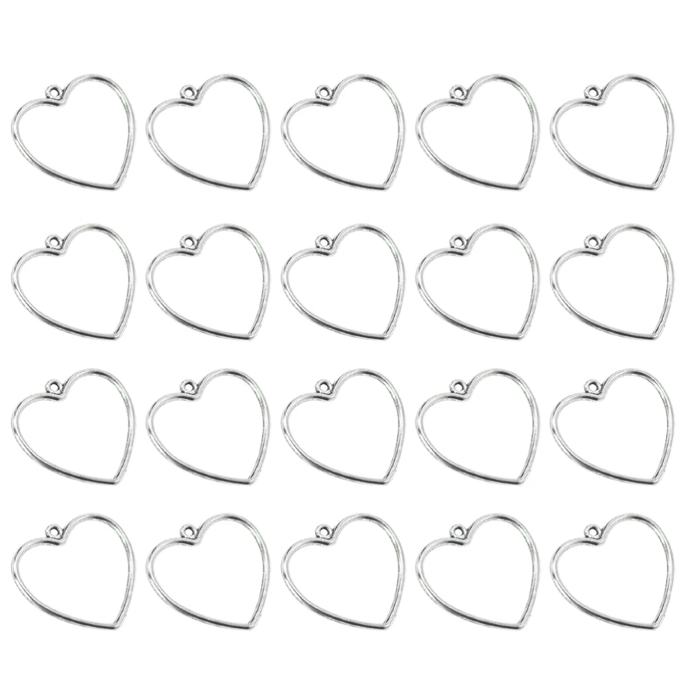 20pcs Heart Shape Pendants Alloy Charms DIY Jewelry Making Accessory for Necklace Earrings (Antique Silver)