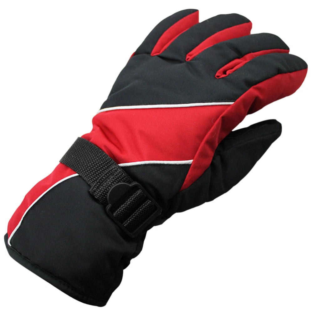 Men's Water Resistant Windproof Snow Protection Warm Adjustable Winter Sportswear Snowboard Ski Gloves (Red)