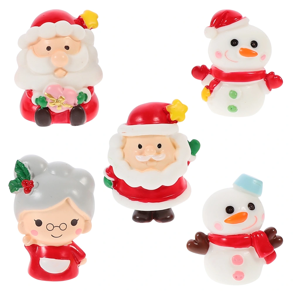 5pcs Creative Mini Santa Statue Snowman Resin Crafts Christmas Micro Landscape