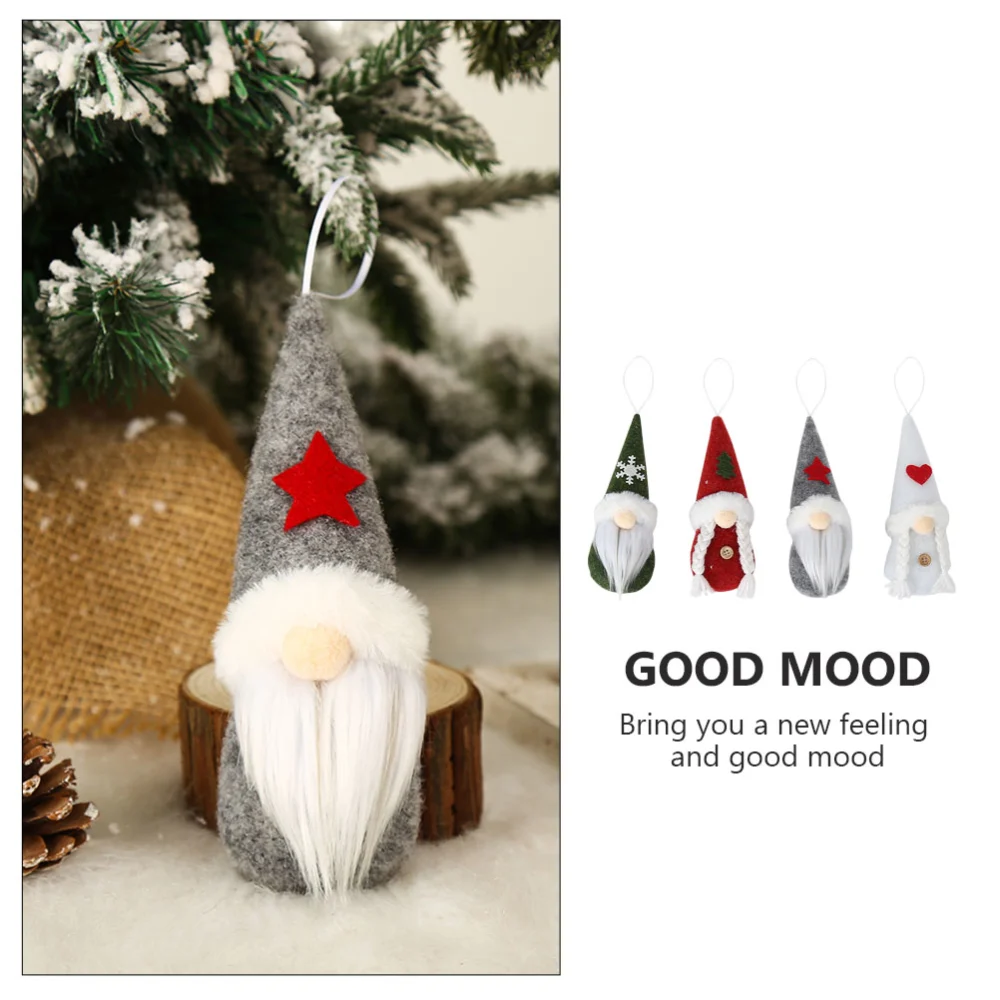 4Pcs Christmas Tree Decors Christmas Old Man Doll Hanging Decorative Pendants