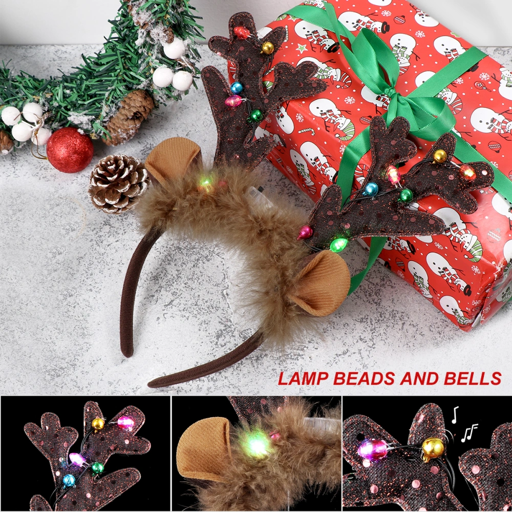 Lurrose 4pcs Christmas Glow Antler Headband LED Headdress Hair for Woman Kids Decoration