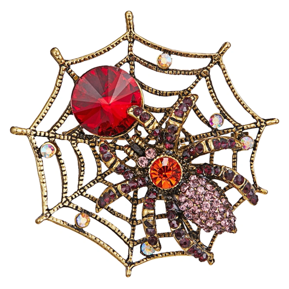 1pc Halloween Vintage Rhinestone Spider Brooch Collar (Asstored Color)