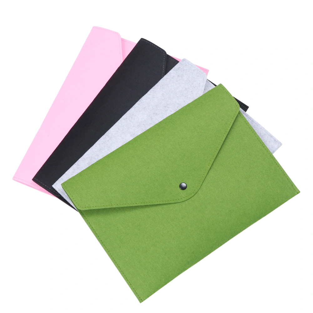 4PCS A4 File Folders Felt Folder Document Folders Portable Felt Holders Briefcase Bag (Black, Light Grey, Pink, Green)