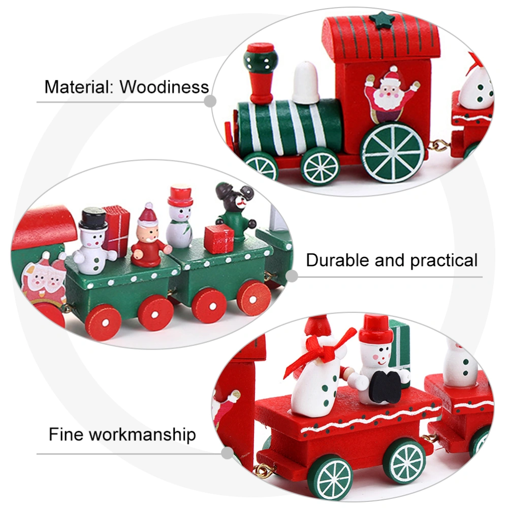 2pcs Christmas Wooden Train Ornaments Christmas Craft Decorations Ornaments