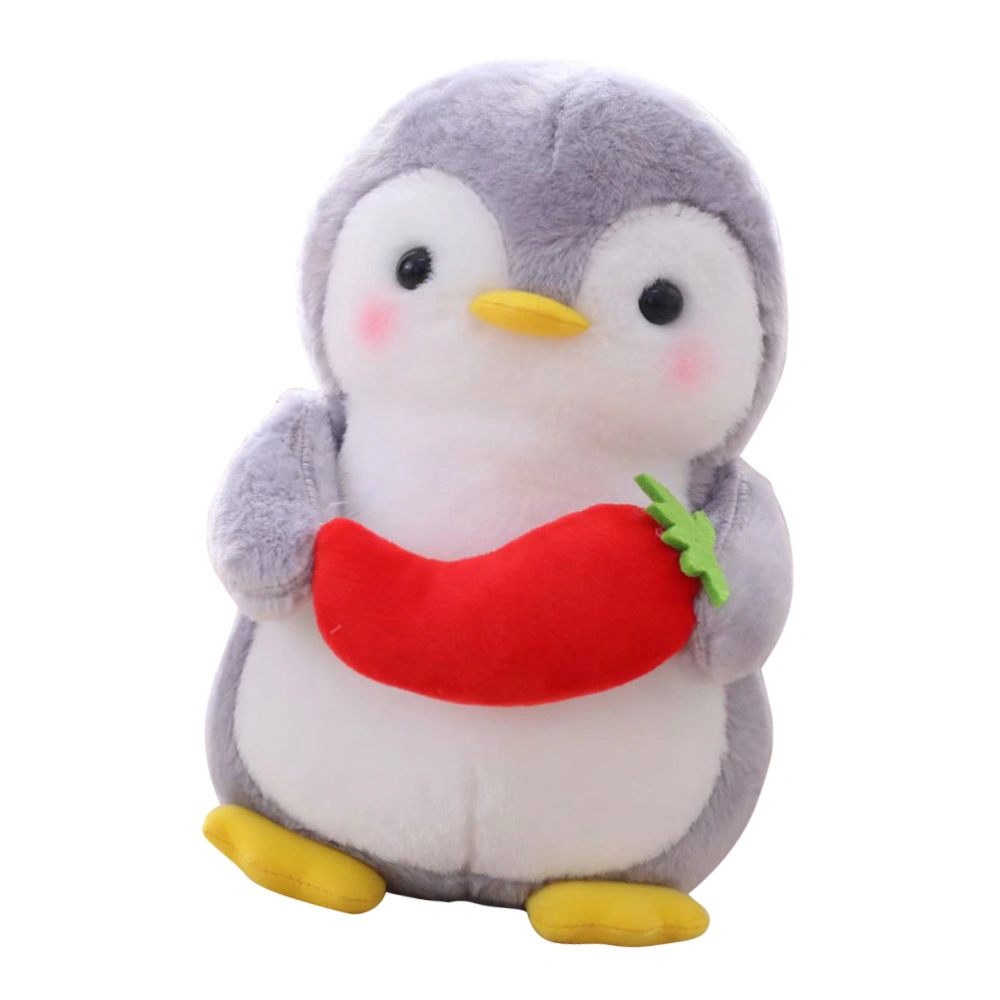 25cm Stuffed Pepper Plush Toy Penguin with Chili Design Doll Animal Toy Decorative Birthday Gift Valentines Day Doll