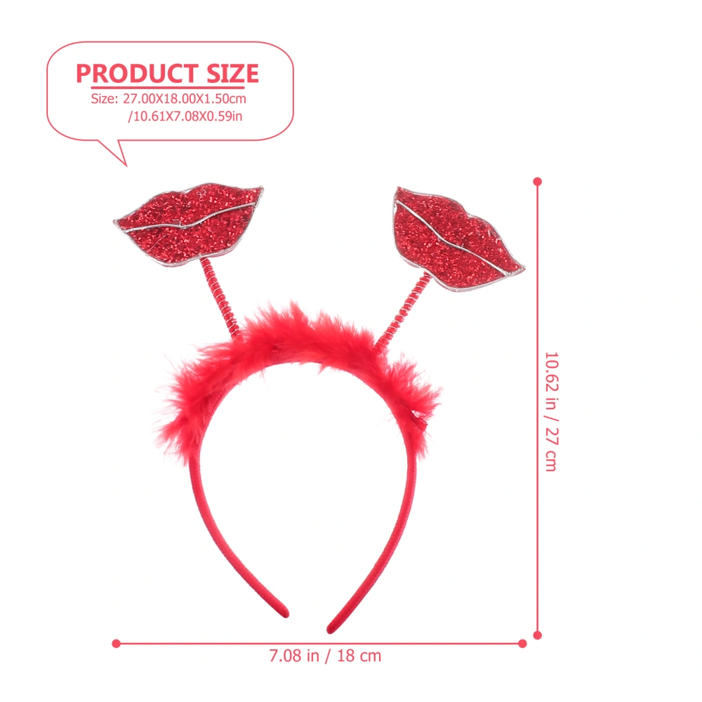 1pc Delicate Headband Red Lip Hairband Valentine's Day Headwear Party Supply