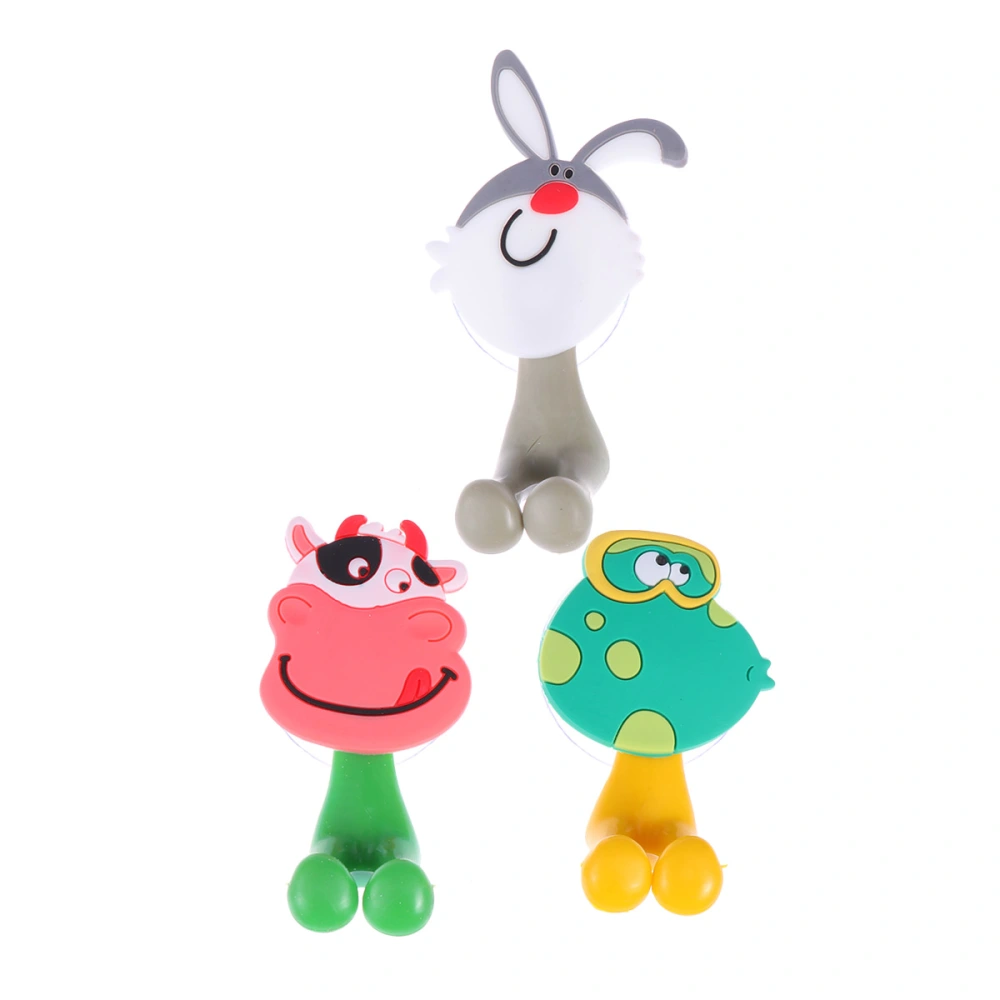 3pcs Creative Cartoon Toothbrush Rack Animal Suction Cup Wall Mounted Toothbrush Holder Toothpaste Organizer Random Pattern