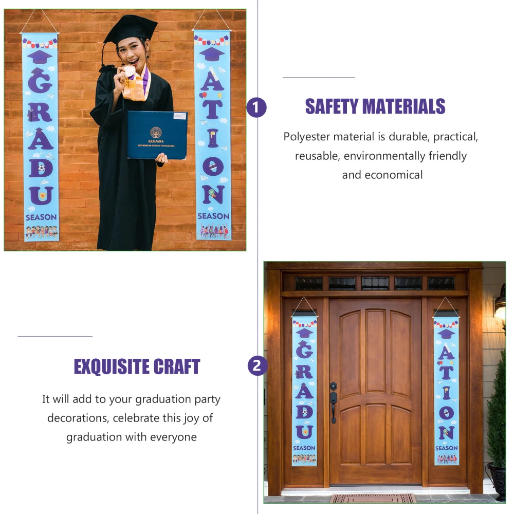 1 Pair Decorative Graduation Season Door Curtain Banners Party Gate Couplets