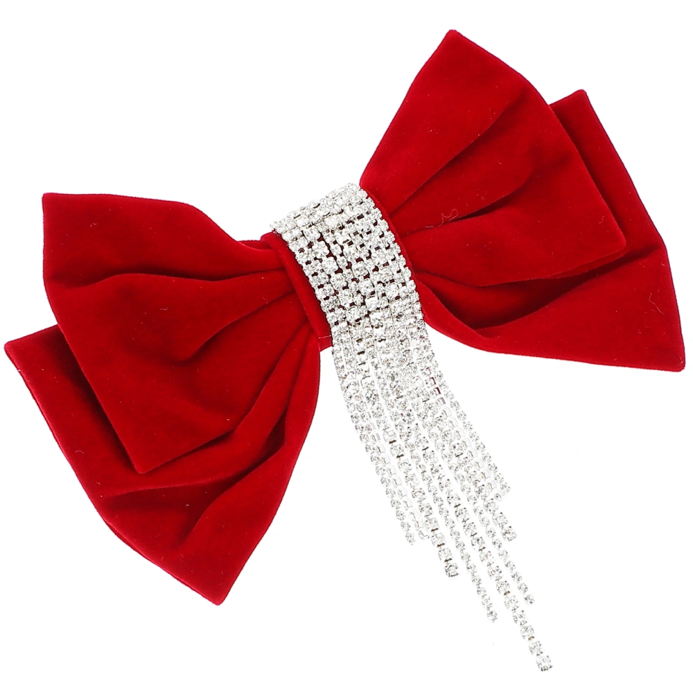 Large Bow Hair Clip Bowknot Barrette with Rhinestones Decor for Back Hair