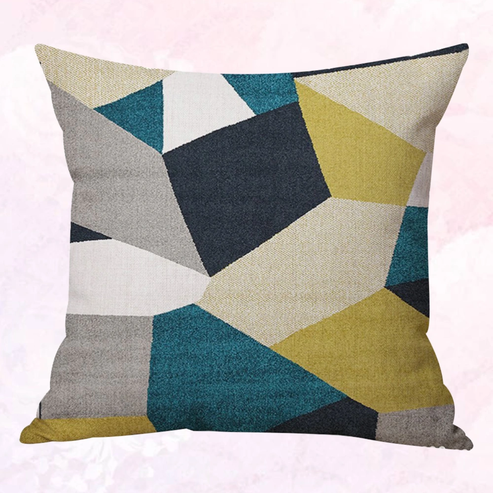 1pc 45x45cm Throw Pillow Case Linen Geometric Pattern Throw Pillow Cover for Sofa Bench (Style 2)