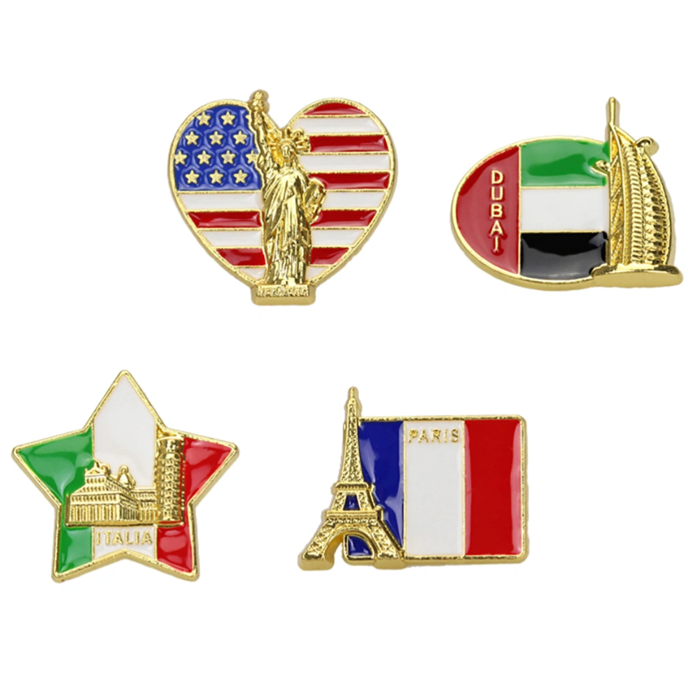 4pcs National Flag Brooches Fashion Lapels Badges Costume Decorations