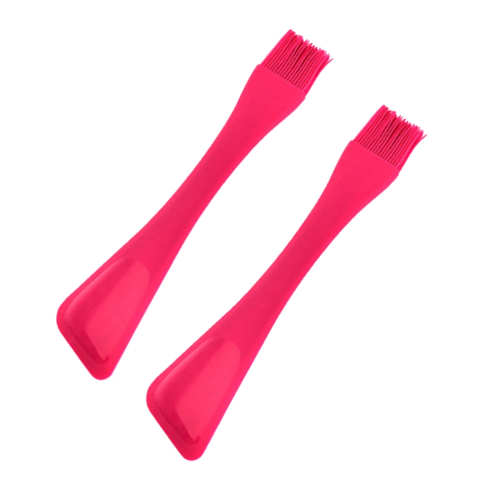 2pcs Kitchen Gadget Dual Head Cake Spatula Silicone Oil Brush Baking Tool for Home (Pink)